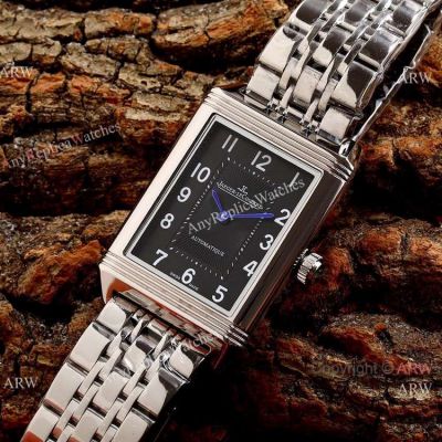 Copy Jaeger-LeCoultre Reverso Classic Watch Stainless Steel Black Face